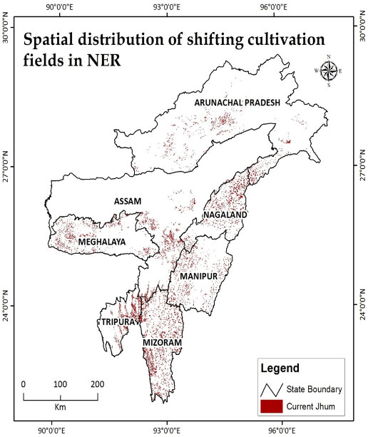 Mapping and monitoring of shifting cultivation area in NER