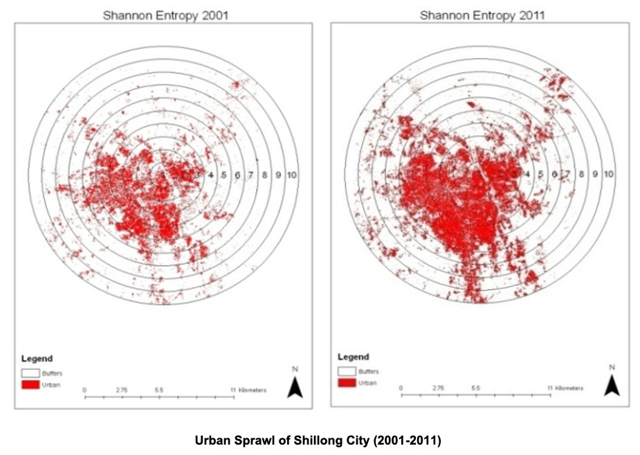 Urban Sprawl of Shillong City (2001-2011)