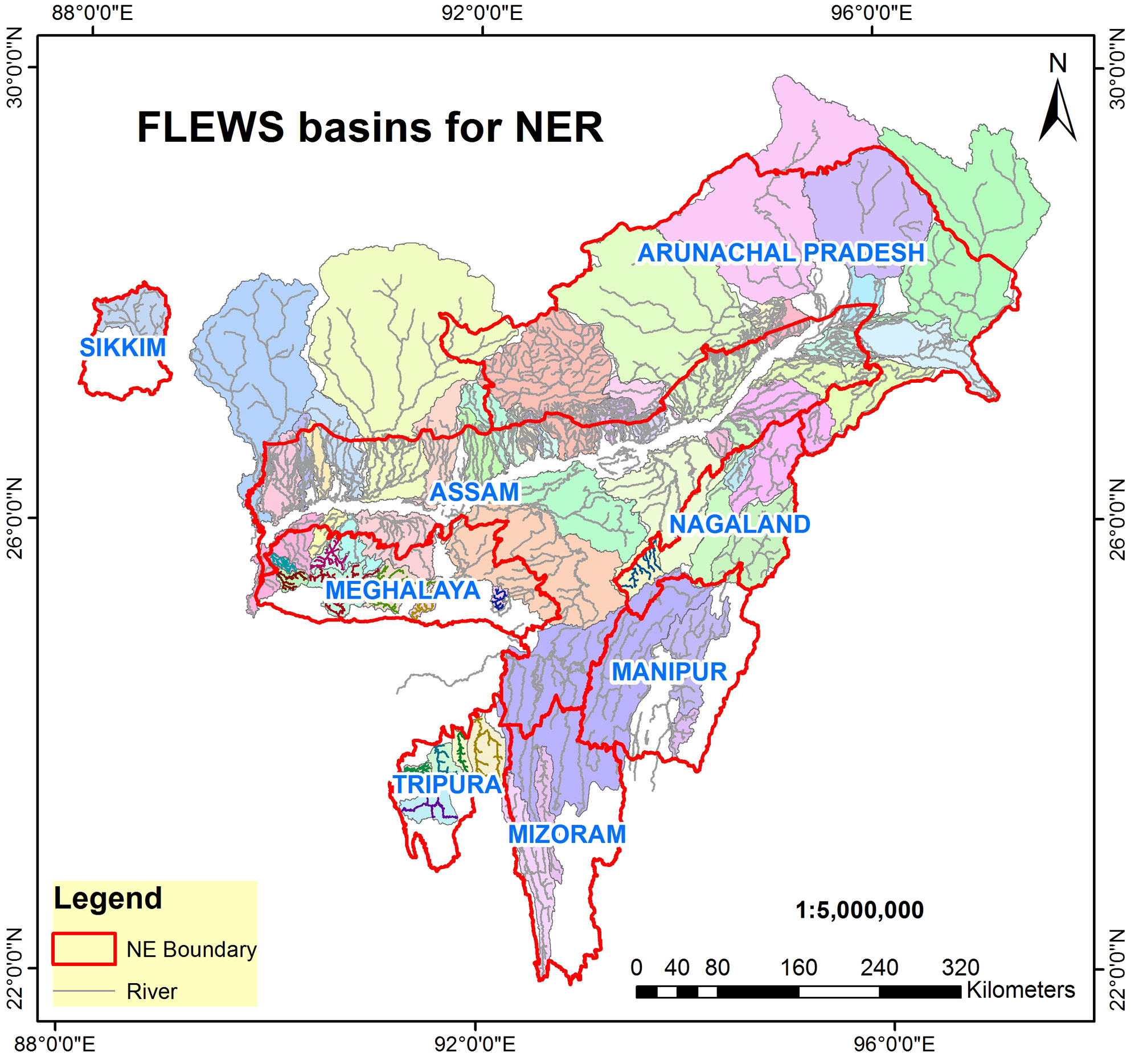 FLEWS Catchments for NER