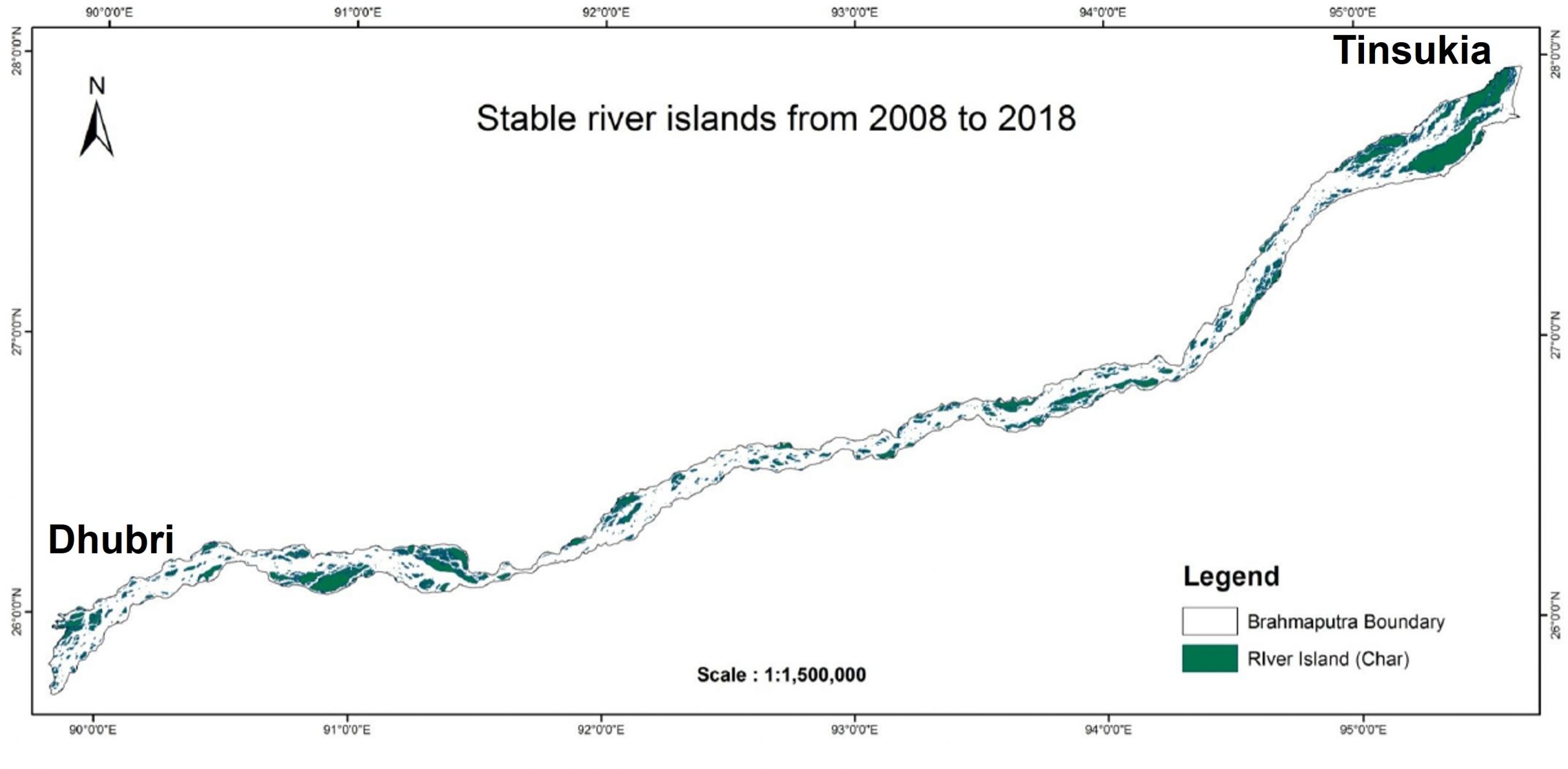 Stable island during 1988 to 2018 in Brahmaputra river